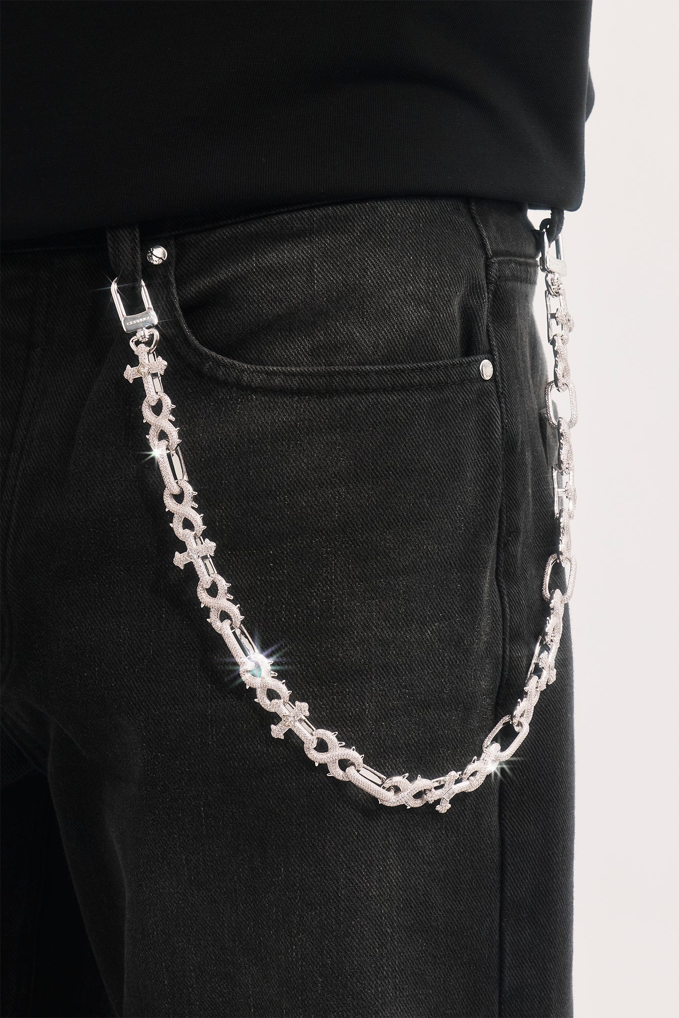 Iced Cross & Infinity Jean Chain - 20mm - White