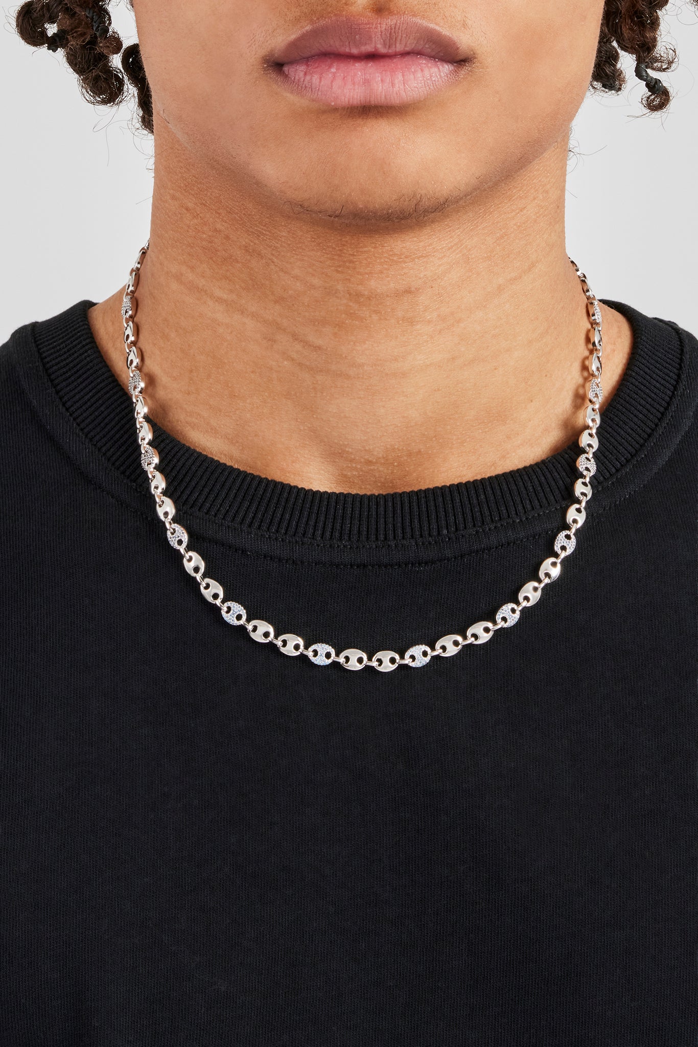 Light Blue Iced & Polished Coffee Bean Chain - 6mm