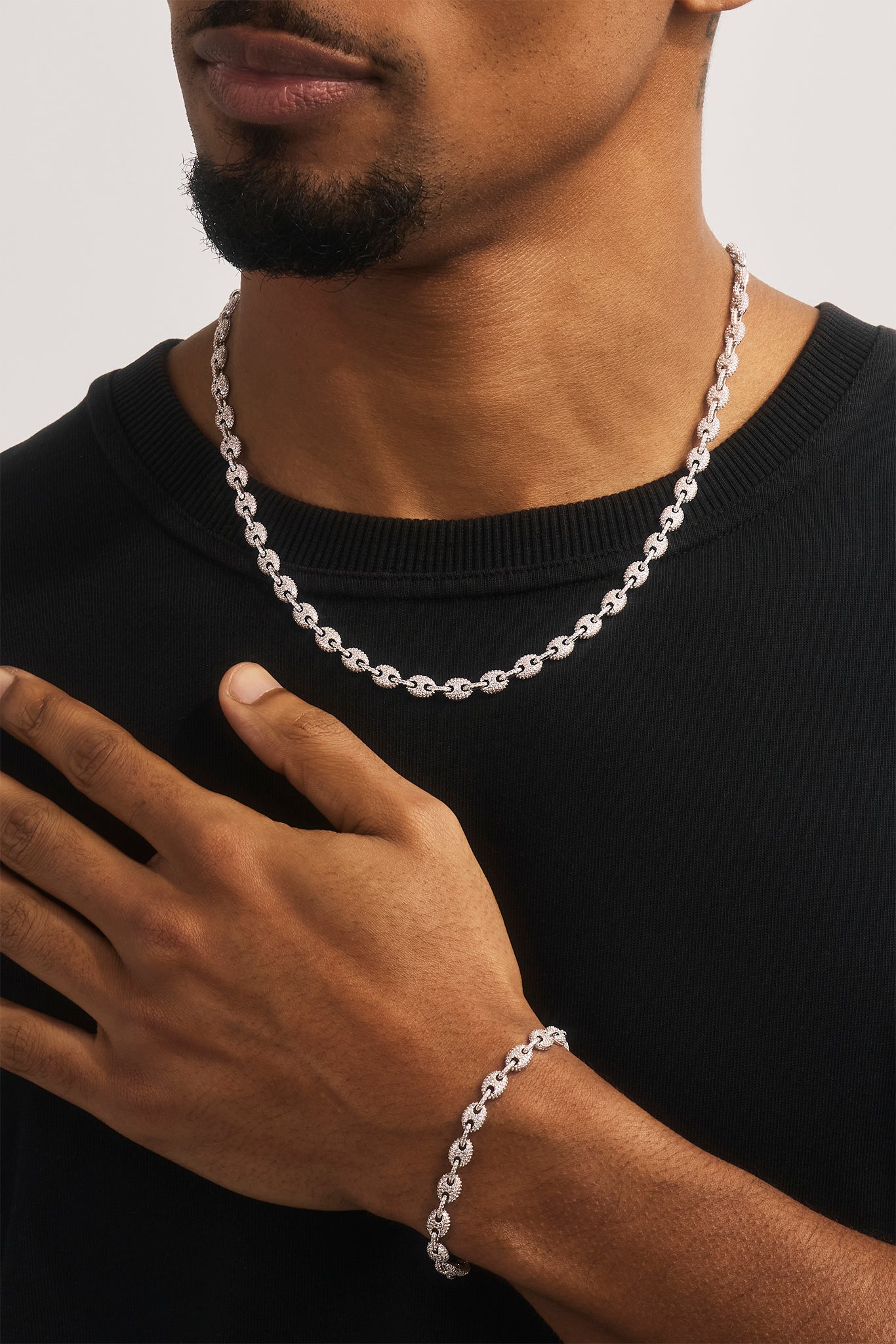 Iced Mariner Link Bracelet & Chain - 6mm - White