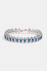 Blue Marquise Tennis Bracelet - 10mm - White