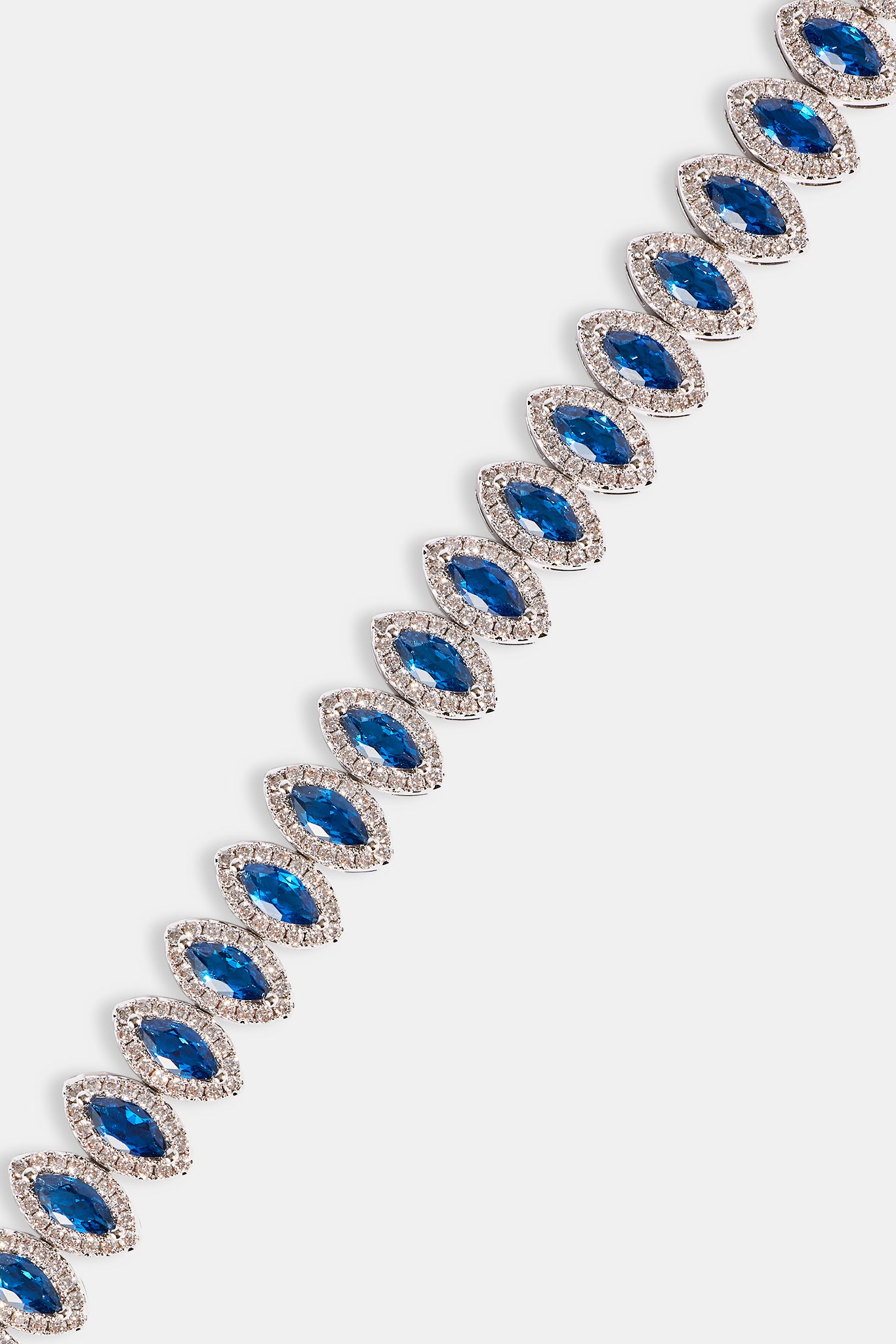 Blue Marquise Tennis Bracelet - 10mm - White