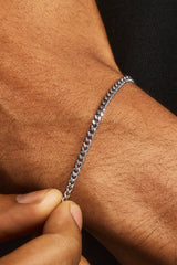 Micro Cuban Bracelet 2.5mm & Micro Cuban Chain 3mm  - White