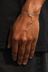 Mikro-kubanisches Armband für Herren – 3 mm – Weiß