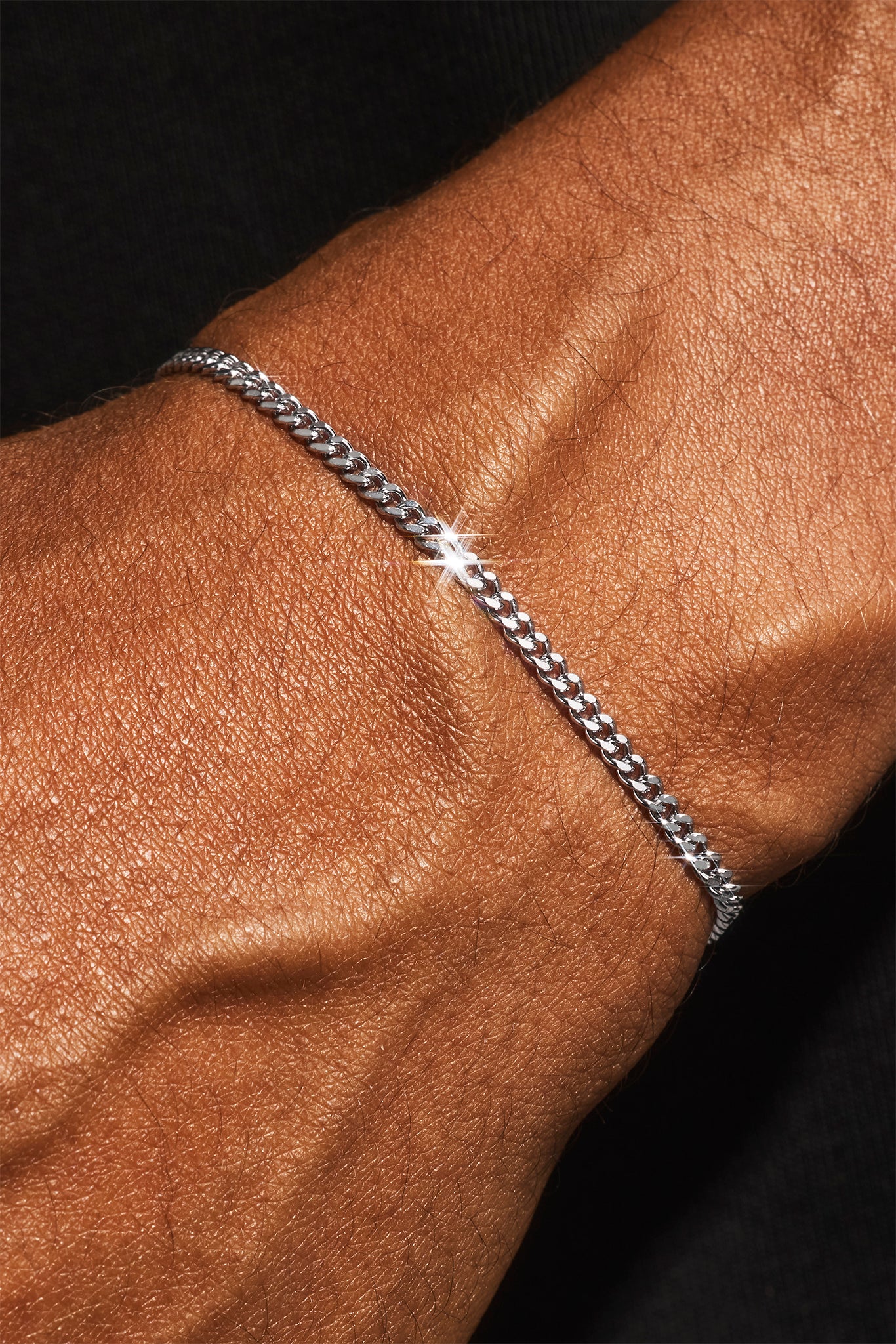 Mikro-kubanisches Armband für Herren – 3 mm – Weiß