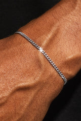 Mikro-kubanisches Armband für Herren – 3 mm – Weiß