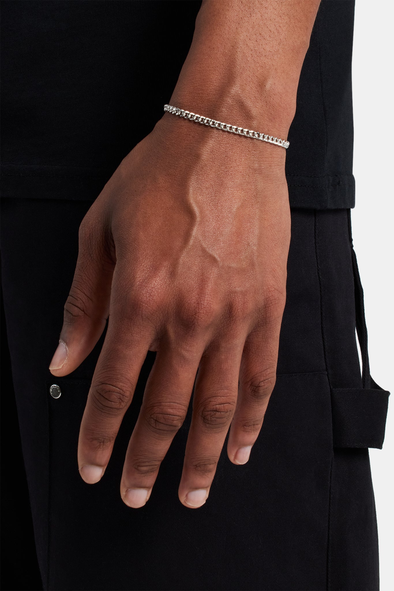 Mikro-kubanisches Armband für Herren – 3 mm – Weiß