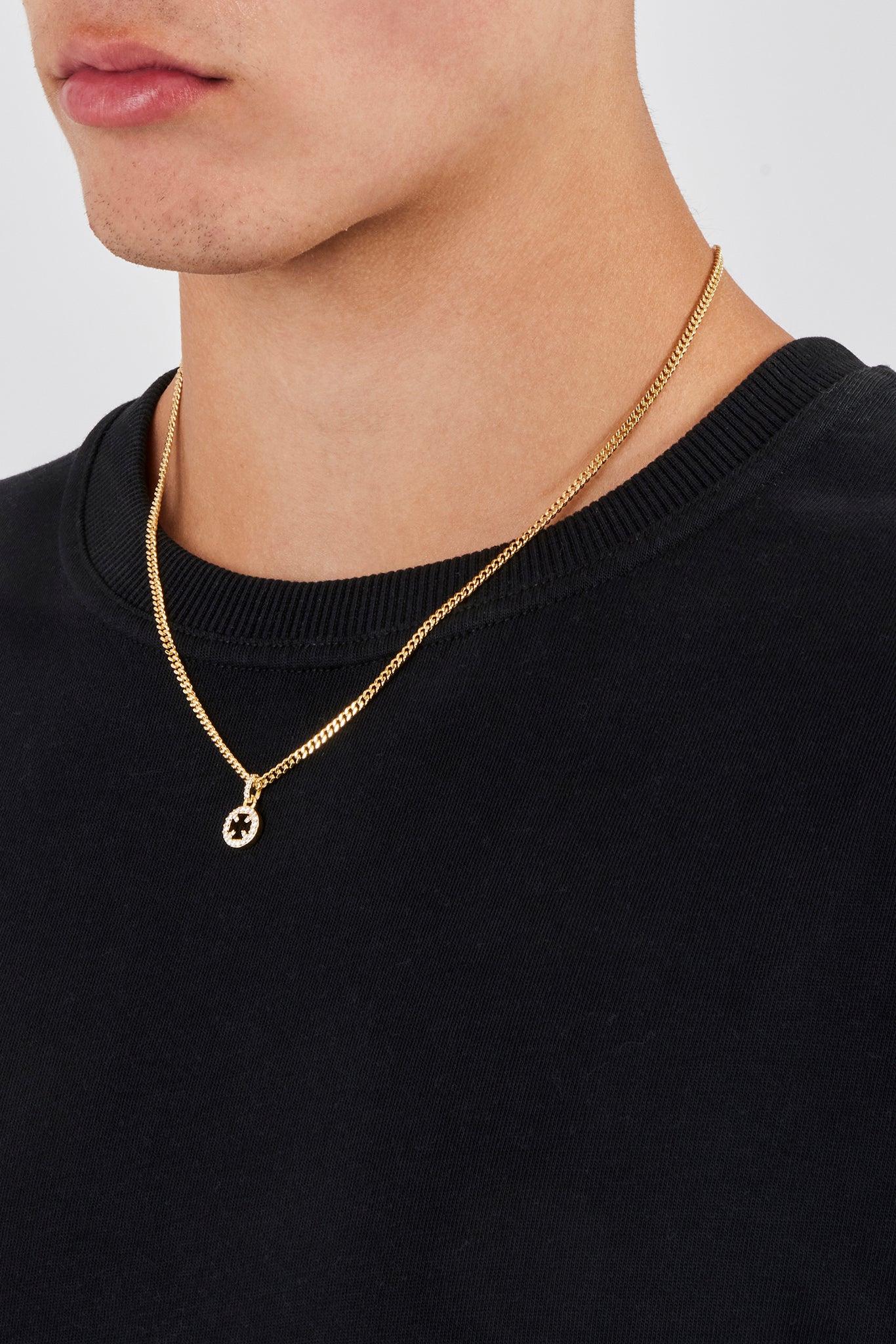 Micro Iced Motif Cut Out Necklace - 10mm - Gold