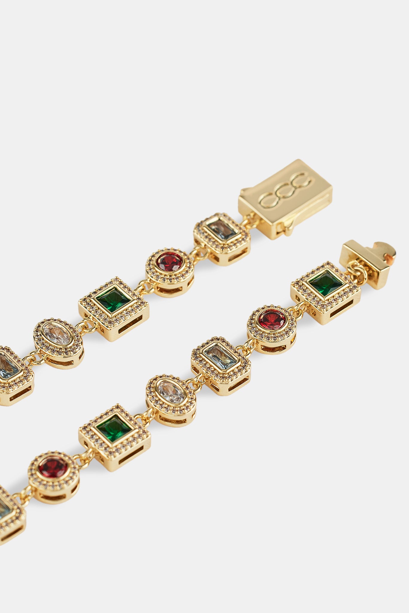 Multi Colour Mixed Shape Cluster Bracelet - 6mm - Gold