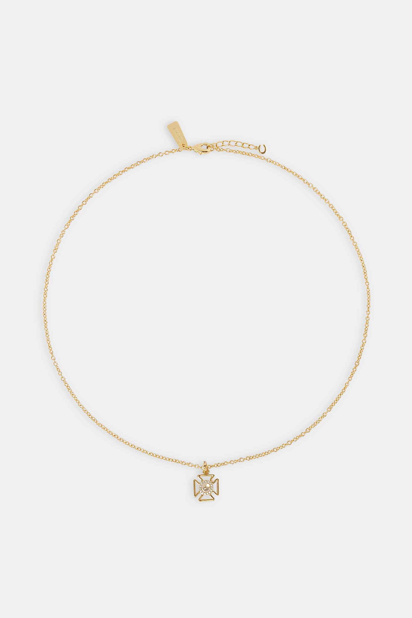 Micro Iced Outline Motif Necklace - 12mm - Gold