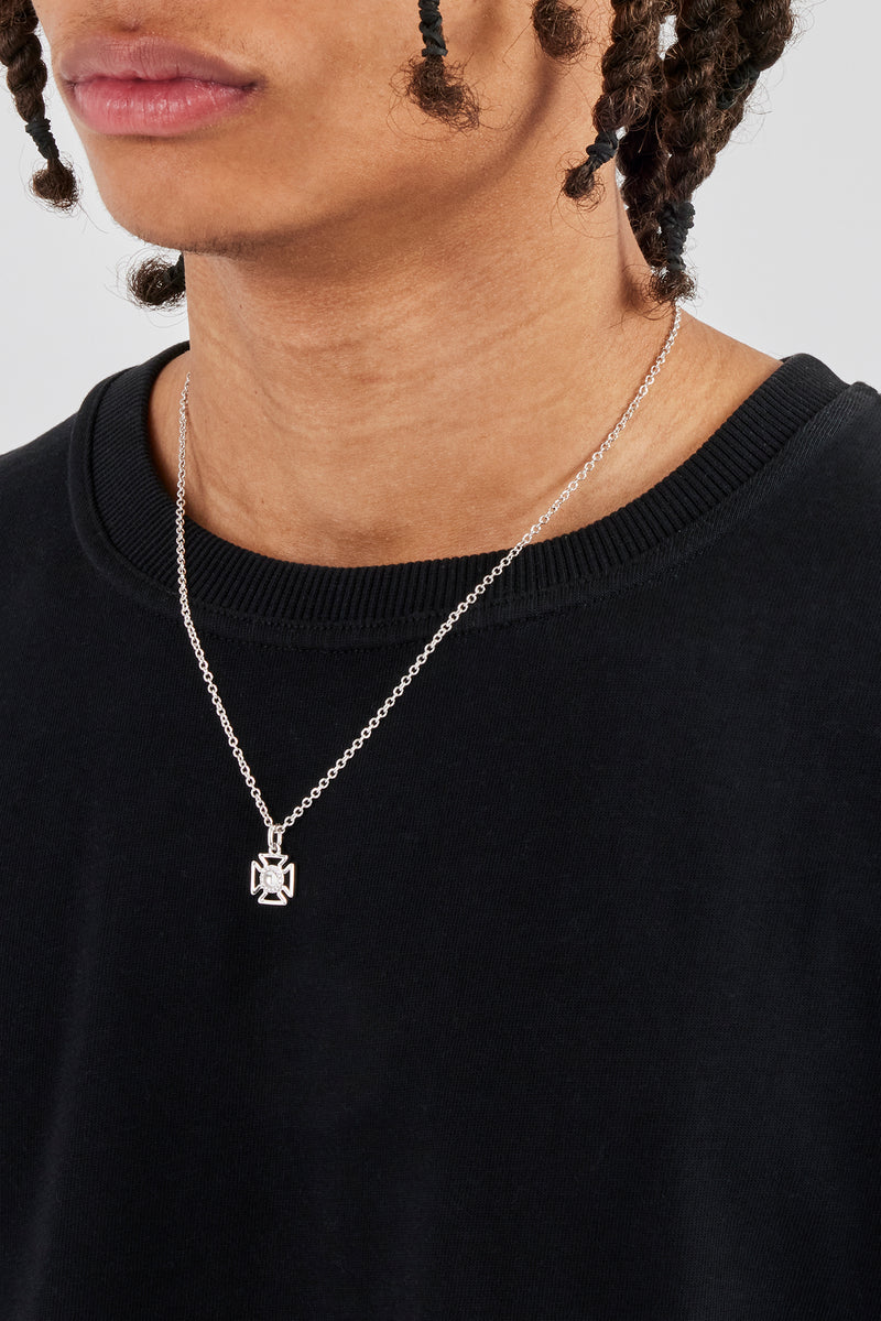 Micro Iced Outline Motif Necklace - 12mm