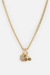 Micro Iced Cross & Cherry Necklace - 10mm