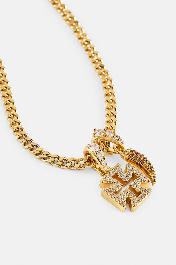 Mikro-Eiskreuz- und Chili-Halskette – 10 mm