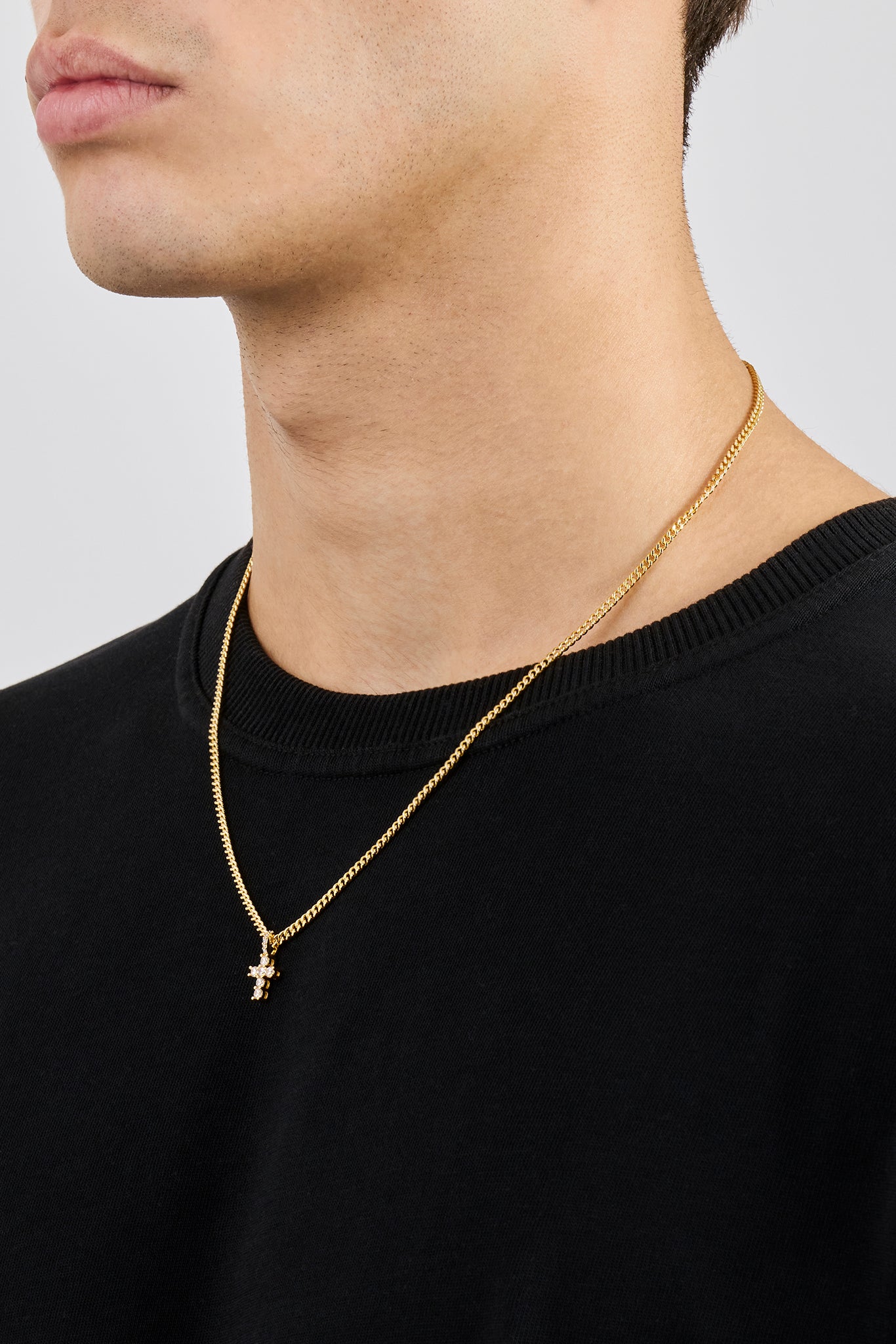 Mikro-Eiskreuz-Halskette im kubanischen Stil – 10 mm – Gold