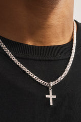 Micro Iced Cross Cuban Necklace - 20mm - White