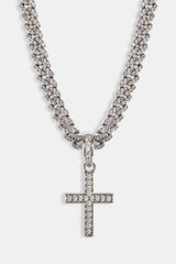 Micro Iced Cross Cuban Necklace - 20mm - White