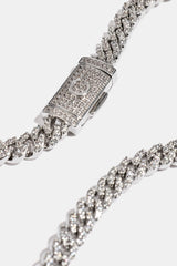Micro Iced Cross Cuban Necklace - 20mm - White