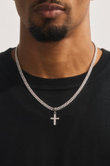Micro Iced Cross Cuban Necklace - 20mm - White