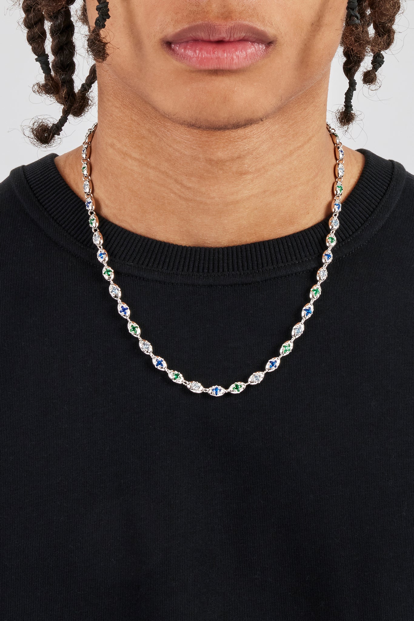 Mixed Gemstone Centre Coffee Bean Chain - 6mm