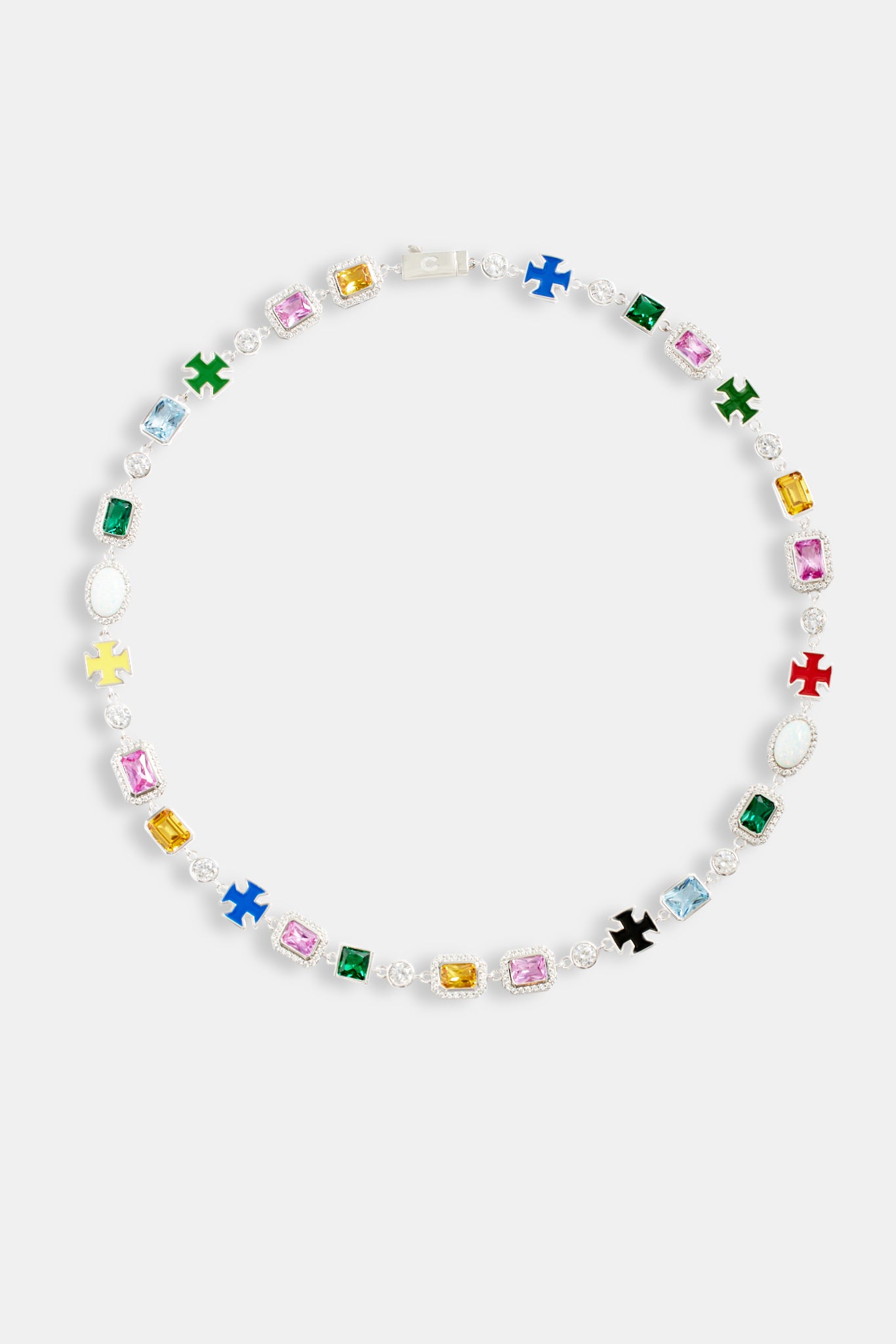 Multi Gemstone Motif Necklace - 10mm