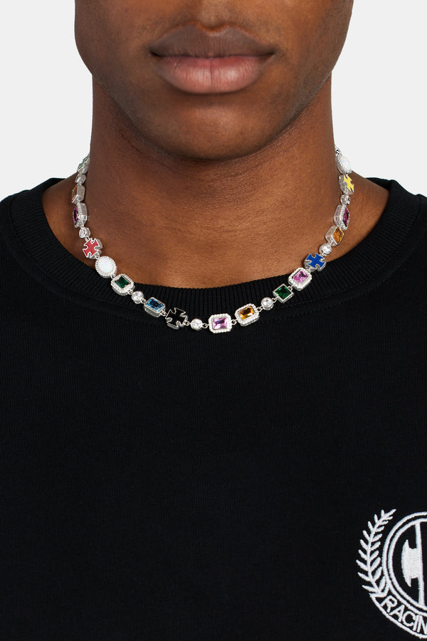 Multi Gemstone Motif Necklace