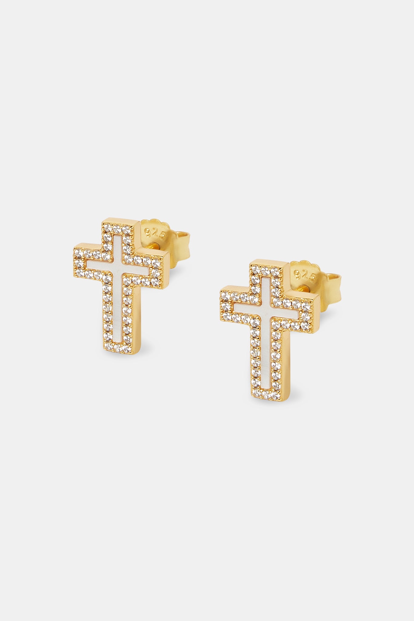 Diane Silver Stud Earrings in Black Mother of Pearl