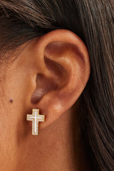 Mother Of Pearl Cross Stud Earrings - 10mm