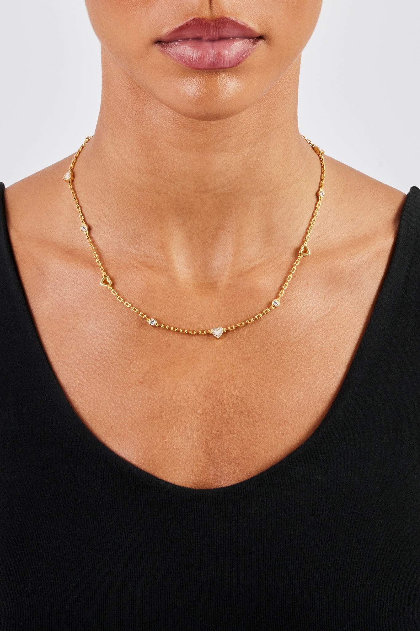 Perlmutt-Herz-Mix-Rolo-Kette – 8 mm