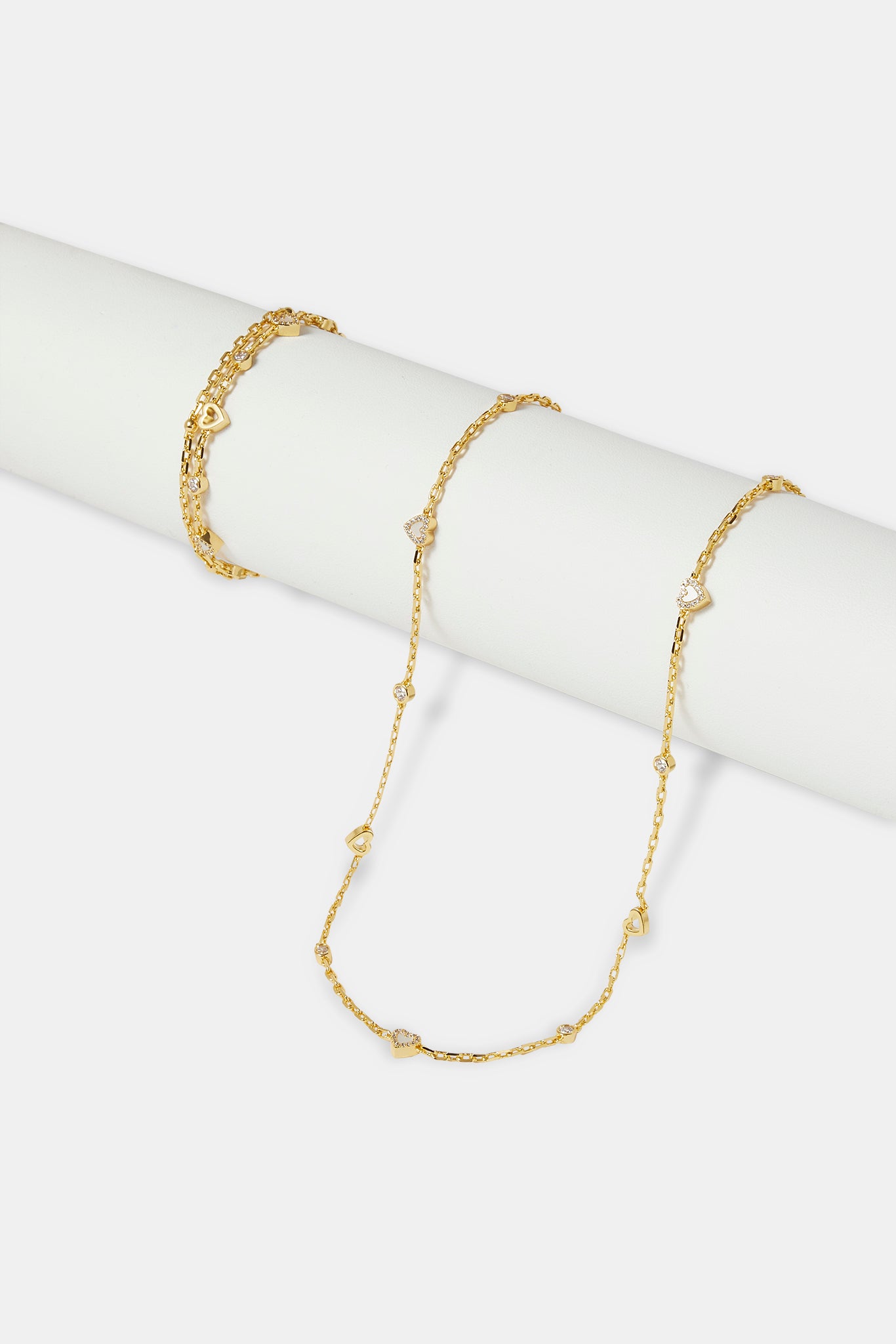 Mother of Pearl Heart Mix Rolo Chain & Bracelet - 8mm