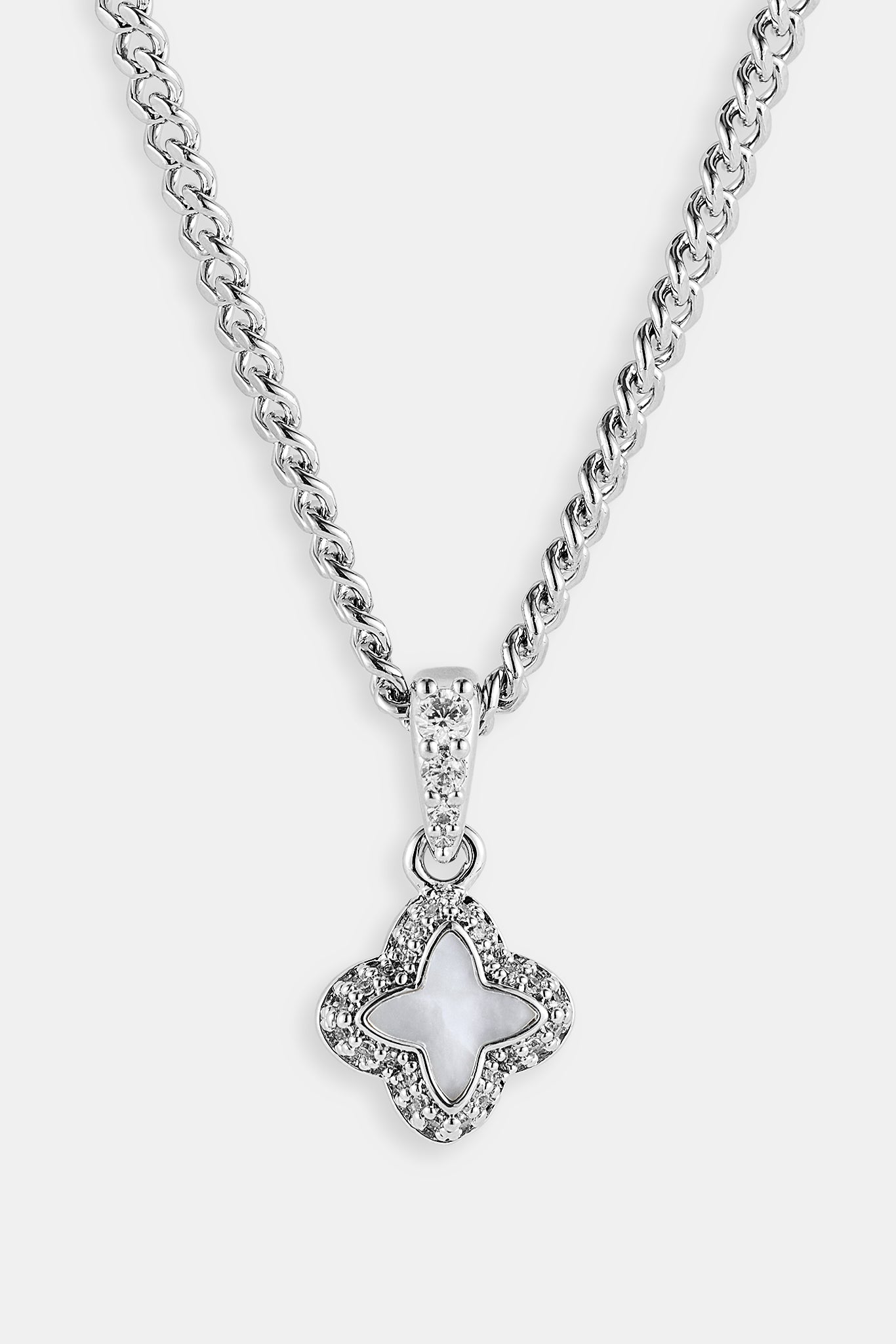 Mother of Pearl Motif Cuban Necklace - 10mm