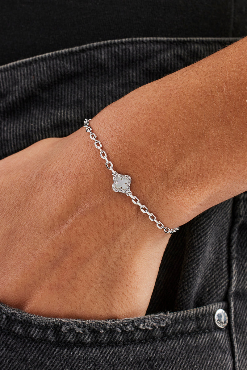 Mother Of Pearl Motif Rolo Bracelet - 8mm - White