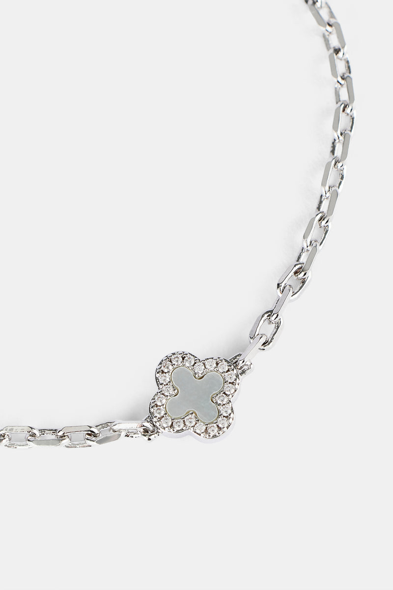 Mother Of Pearl Motif Rolo Bracelet - 8mm - White