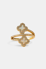 Mother Of Pearl Motif Twist Ring - 20mm - Gold
