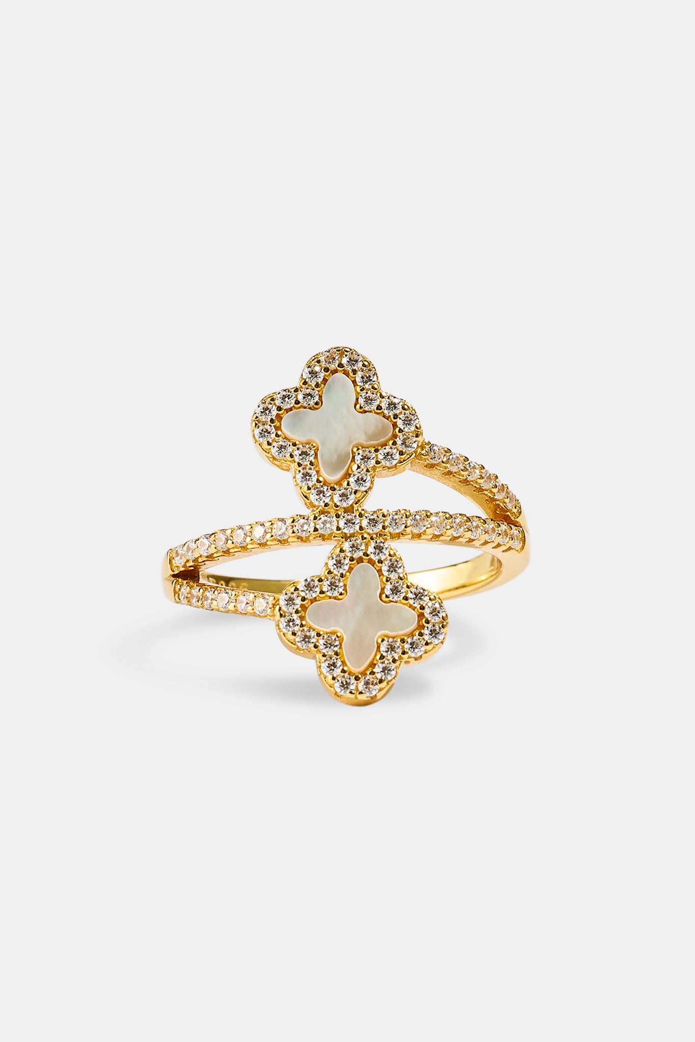 Perlmutt-Motivring mit gedrehtem Design – 20 mm – Gold