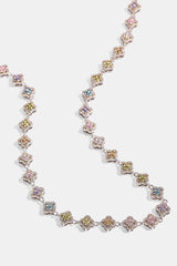 Multi Motif Cross Stone Chain - 8mm - White