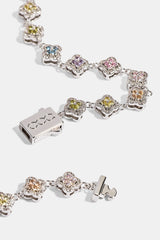 Multi Motif Cross Stone Chain - 8mm - White