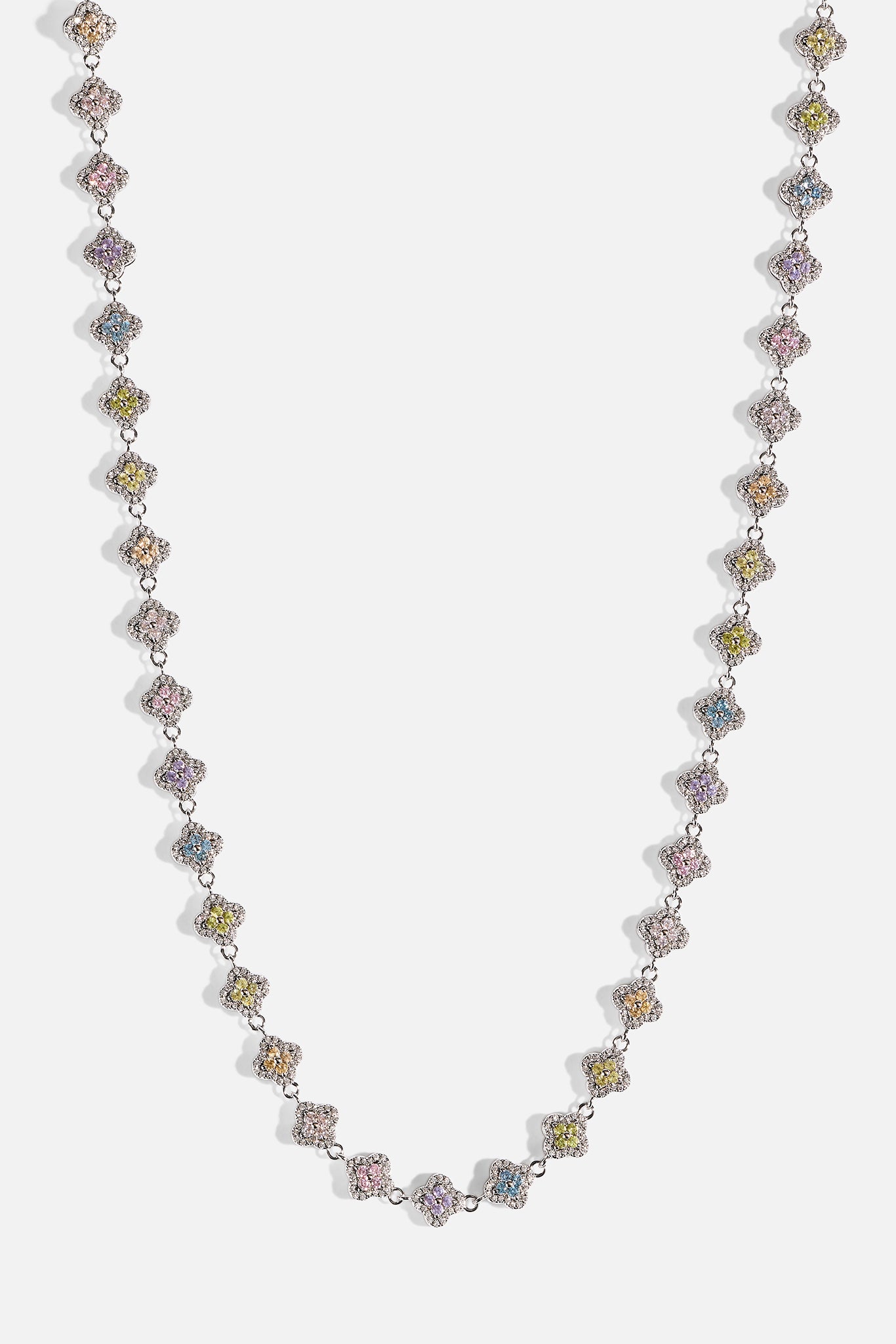 Multi Motif Cross Stone Chain - 8mm - White