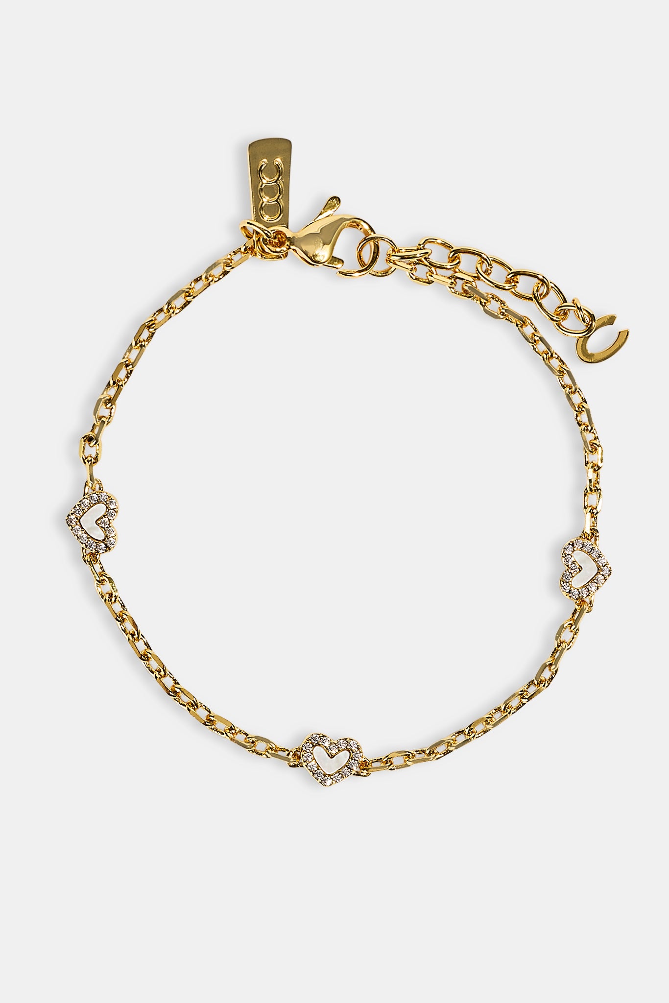 Mother Of Pearl Heart Bracelet - Gold