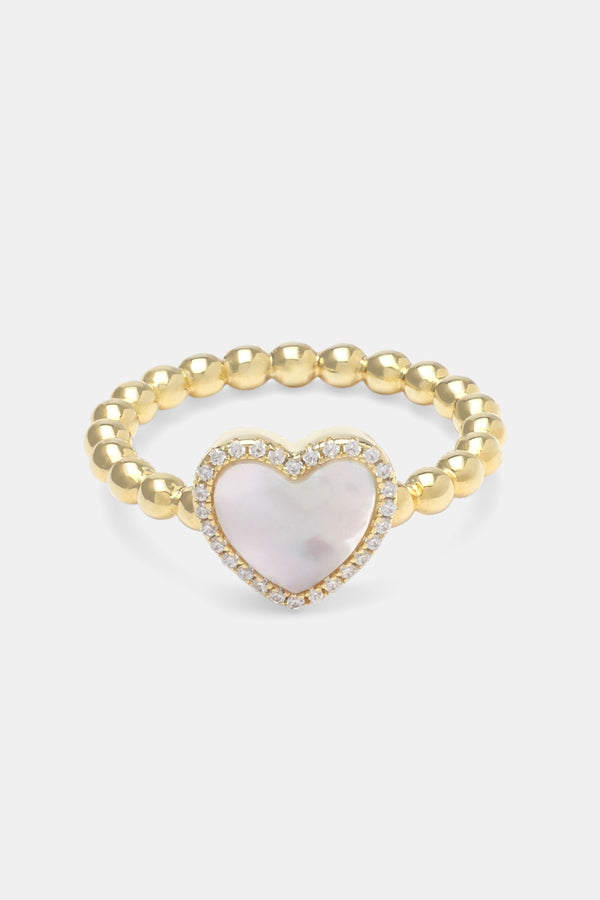 Mother Of Pearl Heart Ring - Gold