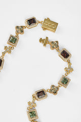 Kette mit Schokoladenmotiv und Kreuz, verziert mit mehreren Edelsteinen – 8 mm – Gold