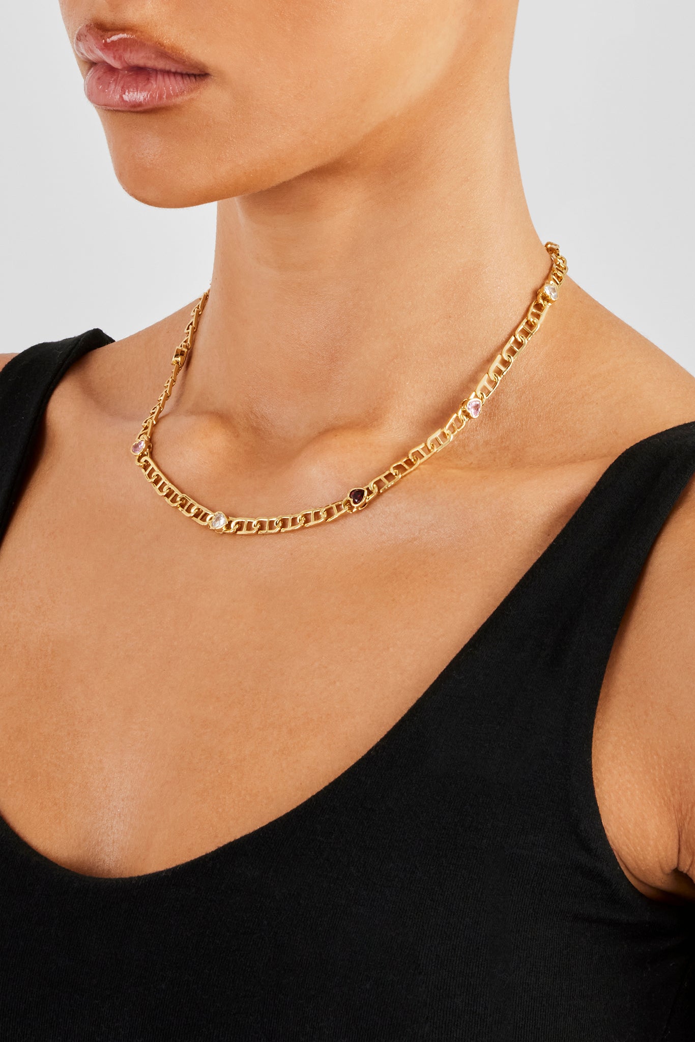 Kaffeebohnenkette mit mehreren Edelsteinen – 6 mm