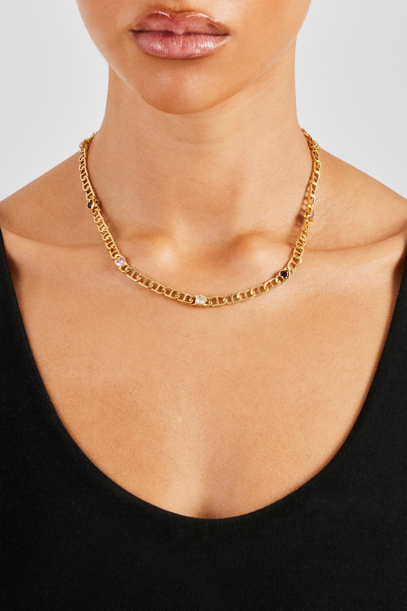 Kaffeebohnenkette mit mehreren Edelsteinen – 6 mm