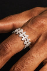 Multi Cross Iced Ring - 10mm - White