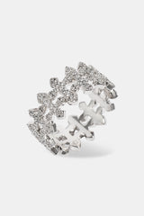 Multi Cross Iced Ring - 10mm - White