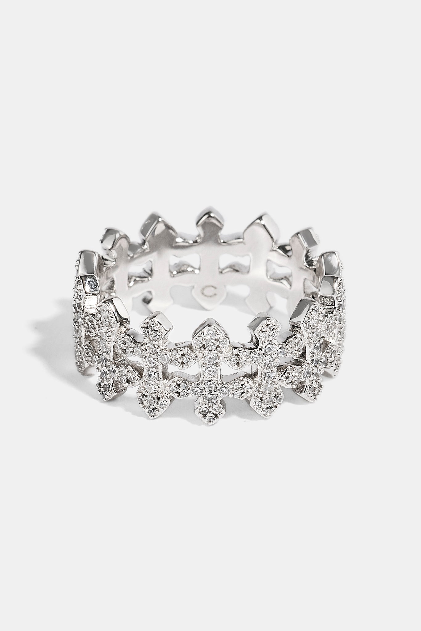 Multi Cross Iced Ring - 10mm - White