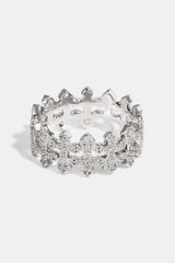 Multi Cross Iced Ring - 10mm - White