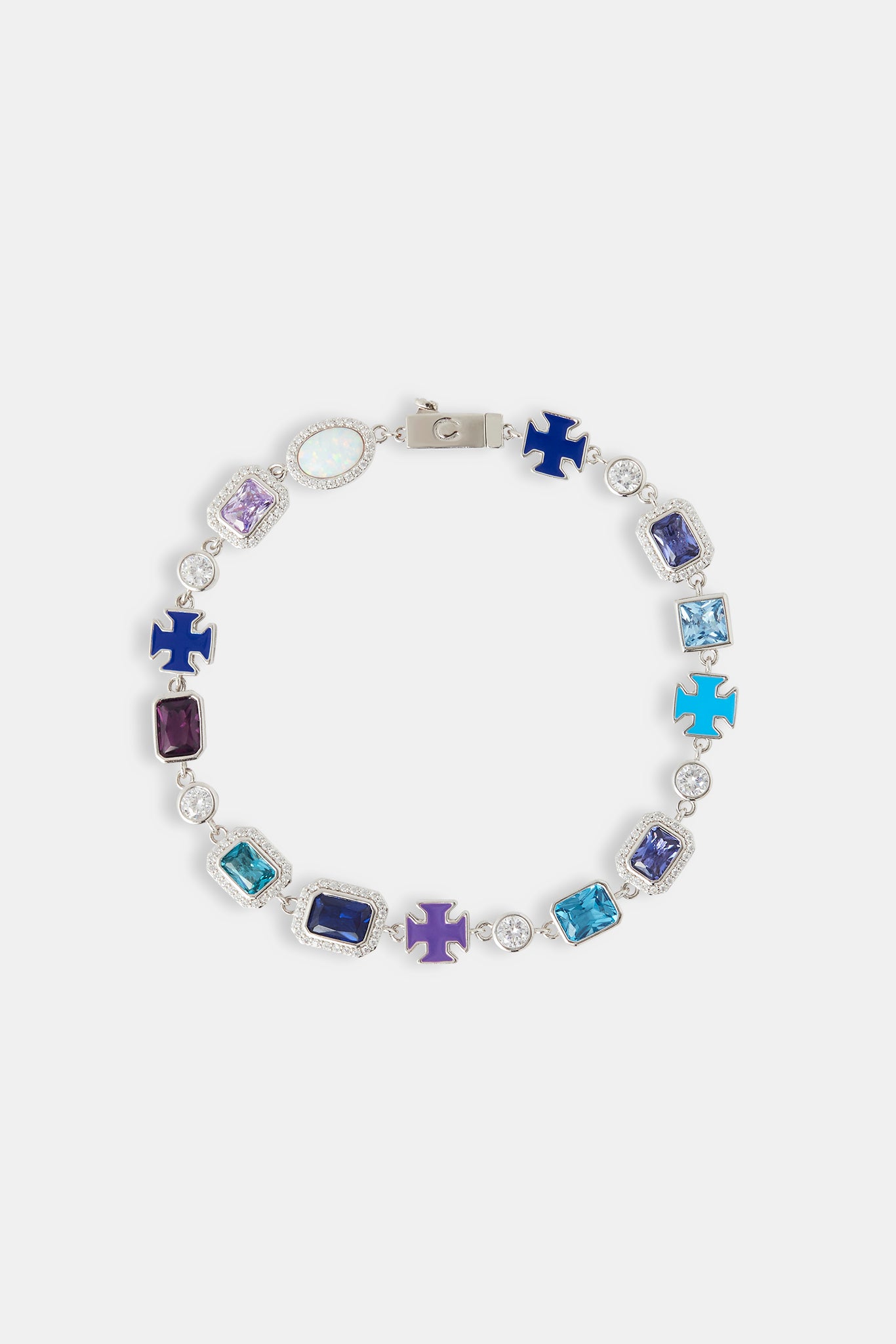 Multi Gemstone Motif Bracelet - Blue - 10mm