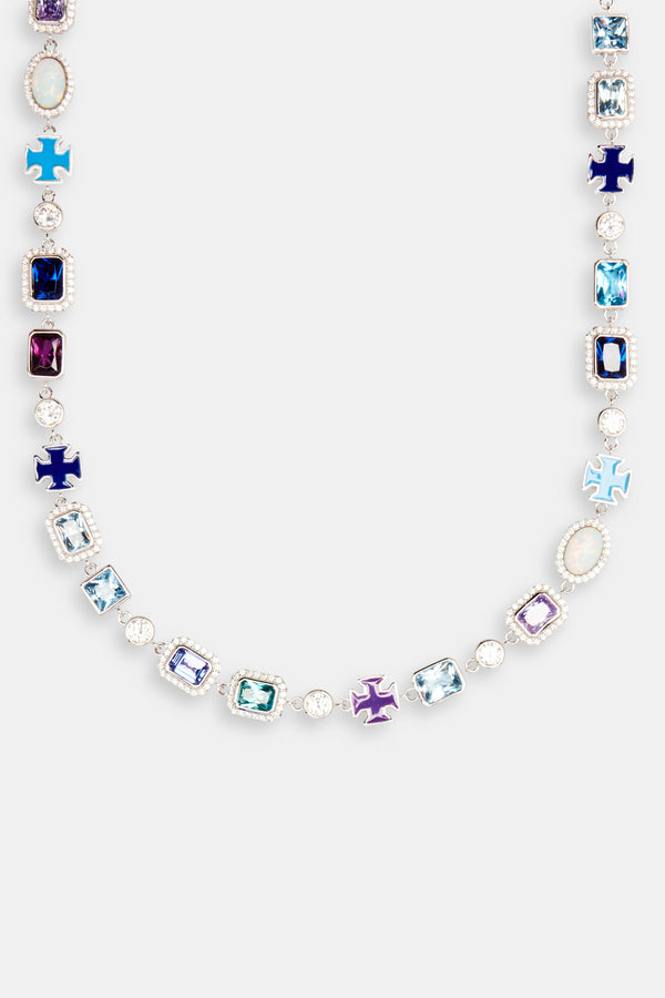 Multi Gemstone Motif Necklace - Blue