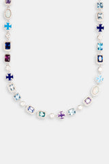 Multi Gemstone Motif Necklace & Bracelet Bundle