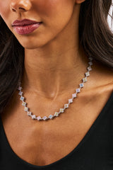 Womens Multi Motif Cross Stone Chain - 8mm - White