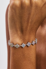 Womens Multi Motif Cross Stone Bracelet - 8mm - White